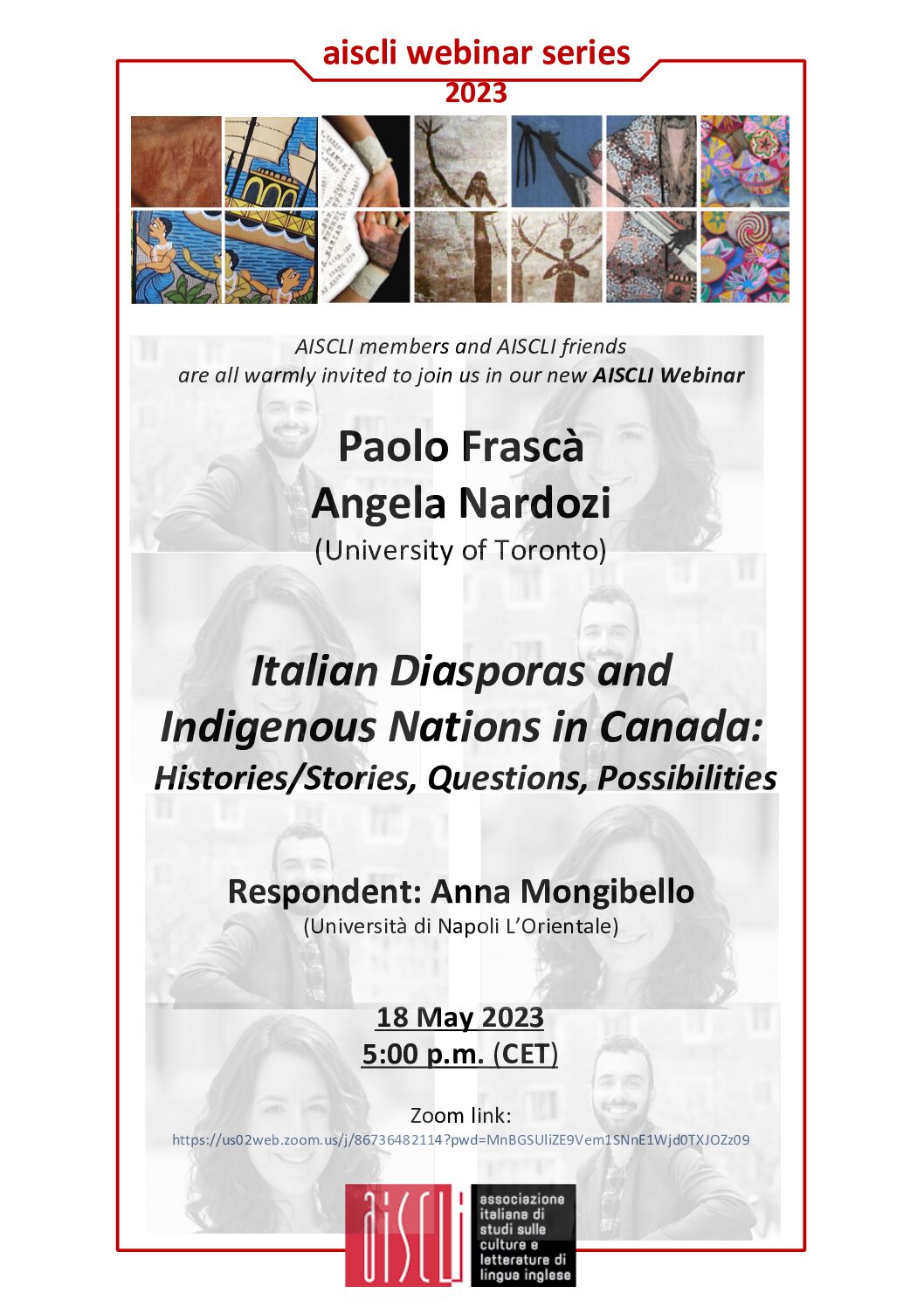 AISCLI WEBINAR SERIES 2023: Italian Diasporas and Indigenous Nations in Canada. With Paolo Frascà and Angela Nardozi